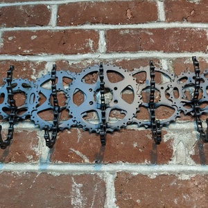 Wall mounted 5 double hook keychain holder made from bicycle parts image 3