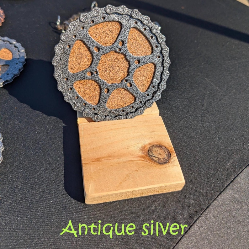 Drink Coaster handmade from recycled bicycle parts (Sold individually) Silver