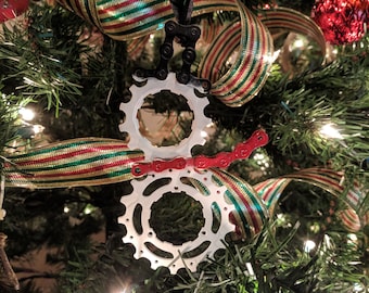 Recycled bicycle Chain "Snowman" bike Christmas ornament