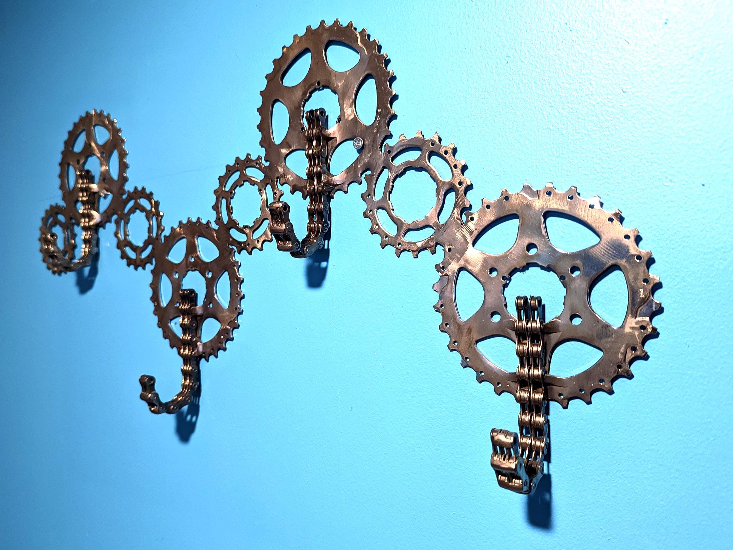 4 Heavy Duty Wall Mounted Art Hooks Made From Recycled Bicycle Chain ...