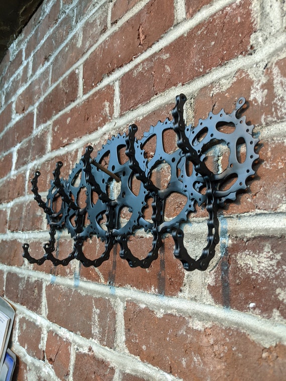 Wall Mounted 5 Double Hook Keychain Holder Made From Bicycle Parts 