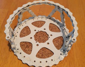 Coaster holder Designed to hold up to 6 Bicycle Part Art Resin  or Powder coated coasters