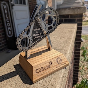 Bicycle Art Trophy from recycled bike parts