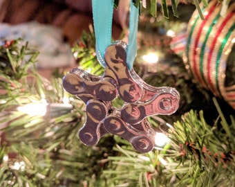 Recycled bicycle Chain "chain link star" bike lover ornament gift