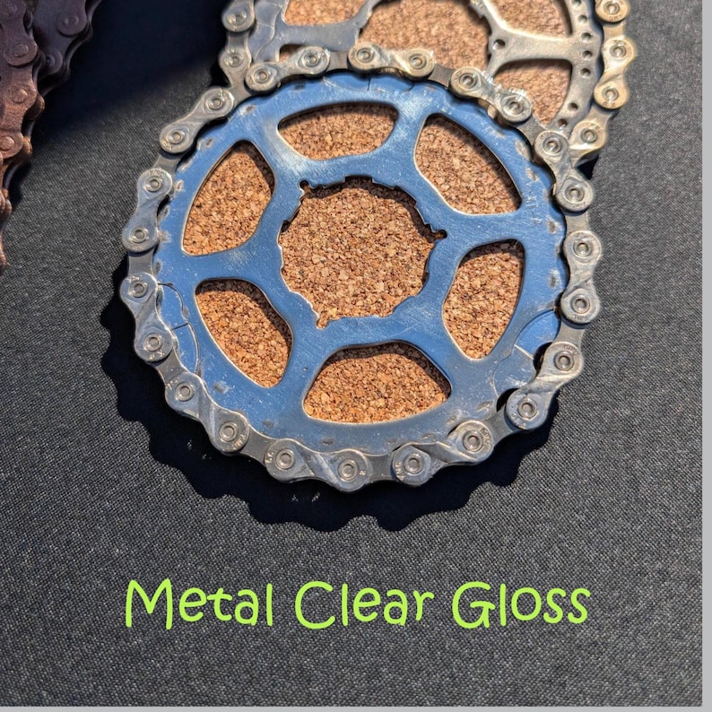 Drink Coaster handmade from recycled bicycle parts (Sold individually) Metal clear gloss
