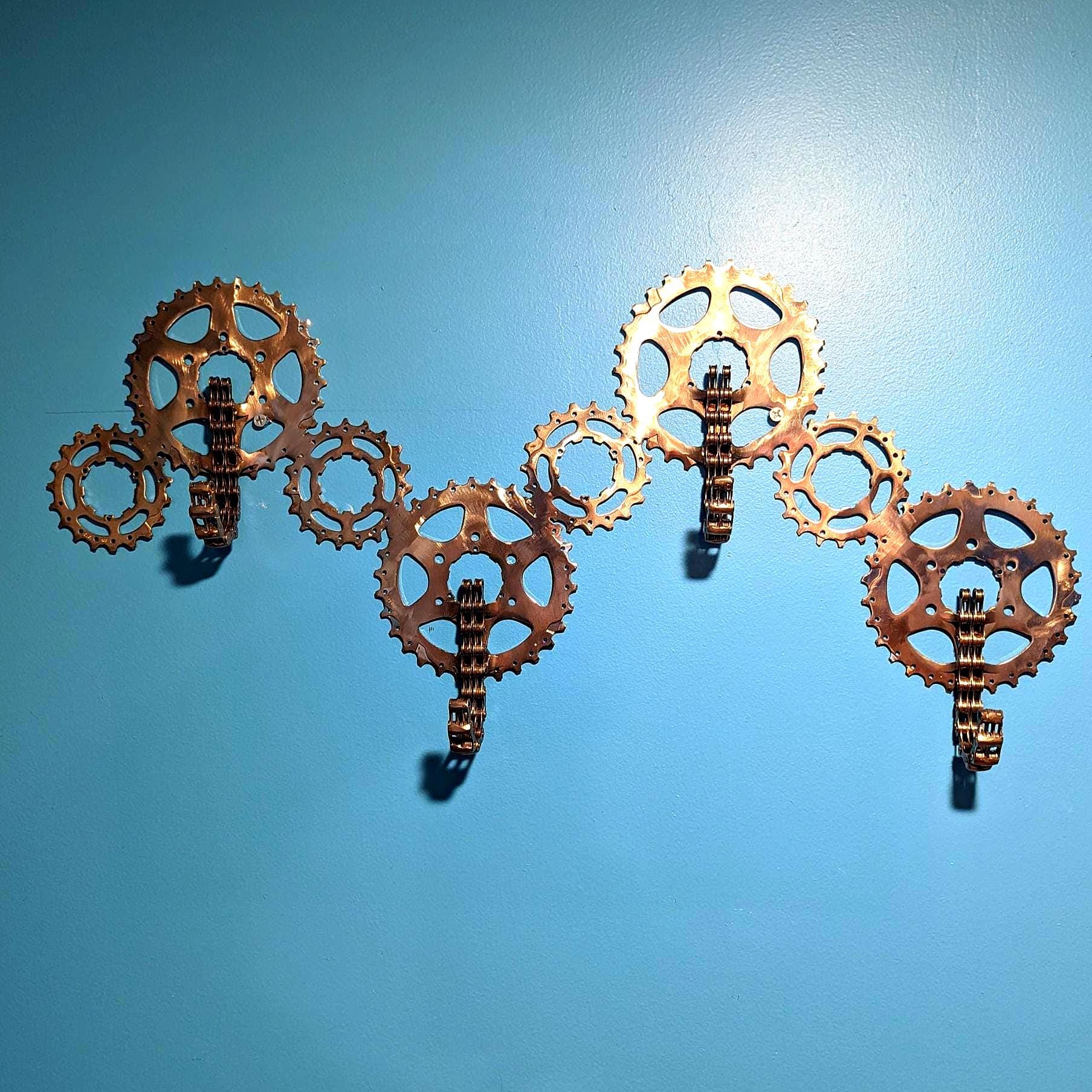 4 Heavy Duty Wall Mounted Art Hooks Made From Recycled Bicycle Chain ...