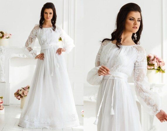 white ethnic gown