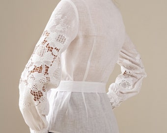 トップス Everlasting embroiderylace blouse&skirt Long Sleeve Floral Lace Top Burgundy - Southern Fashion