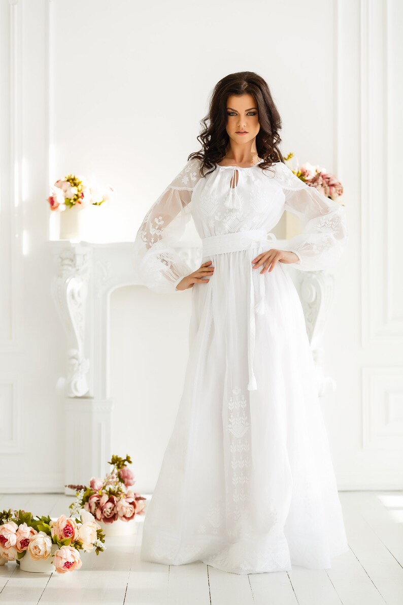 Ethnic Ukrainian Wedding Dress Vyshyvanka Embroidered Bridal Etsy