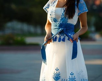 Sheer Organza Midi Tea Length Wedding Dress With Ethnic Sheer Organza Midi Tea Length Wedding Dress With Ethnic