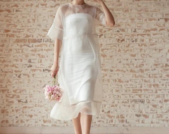 sheath dress with sheer overlay Midnight Velvet Vinessa Embroidered Sheath Dress, Size 16, White