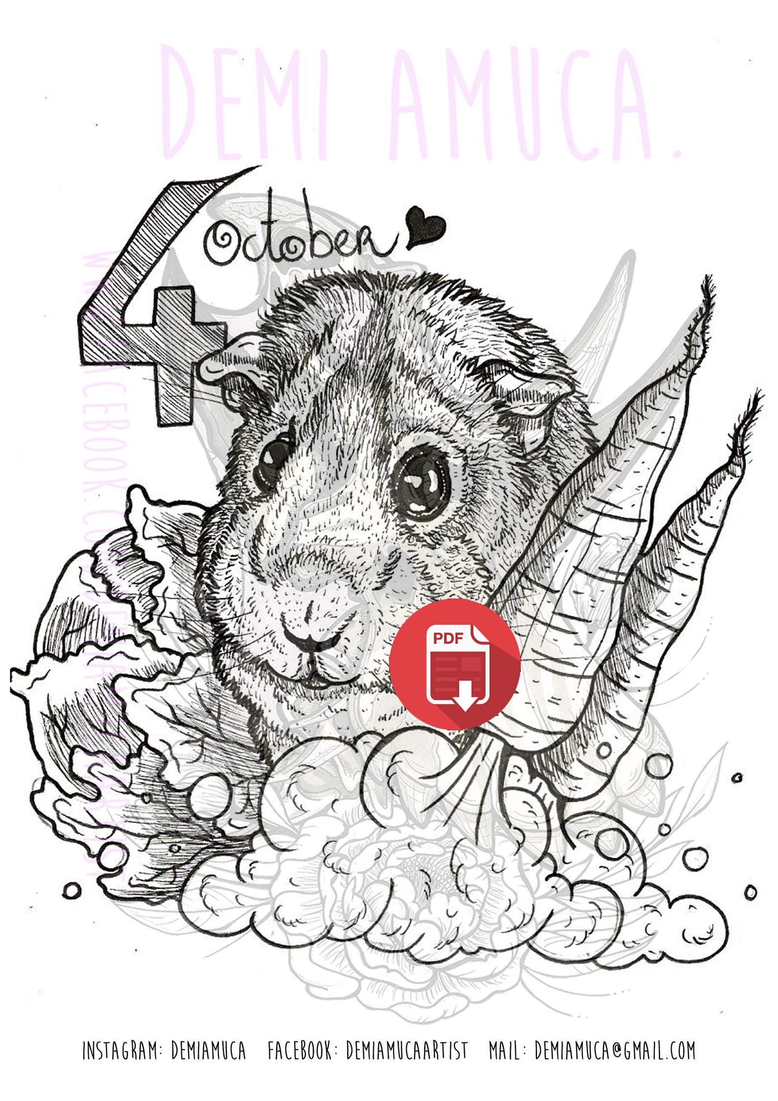 Coloring Pages Animals Rats Mercat Mermaid cat | Etsy