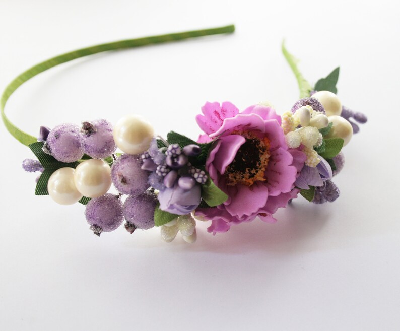 flower girl gifts Purple flower girl crown Rustic festival headpiece