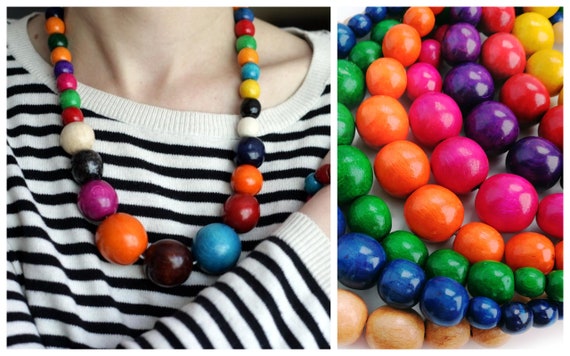 Chunky Long Glass Dolly Mixture Tassel Necklace