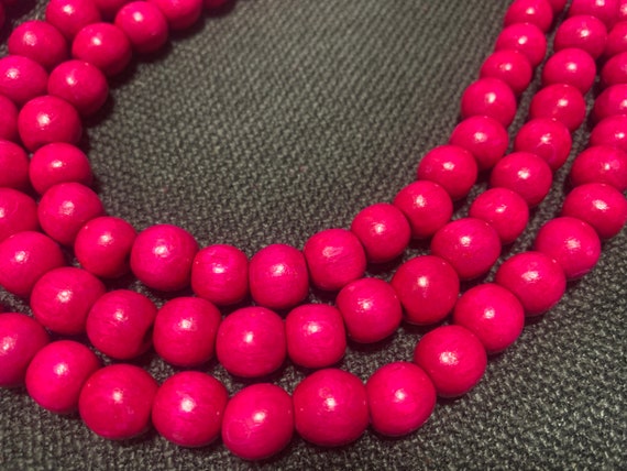Perline di legno colorate esagerate Collana lunga multistrato