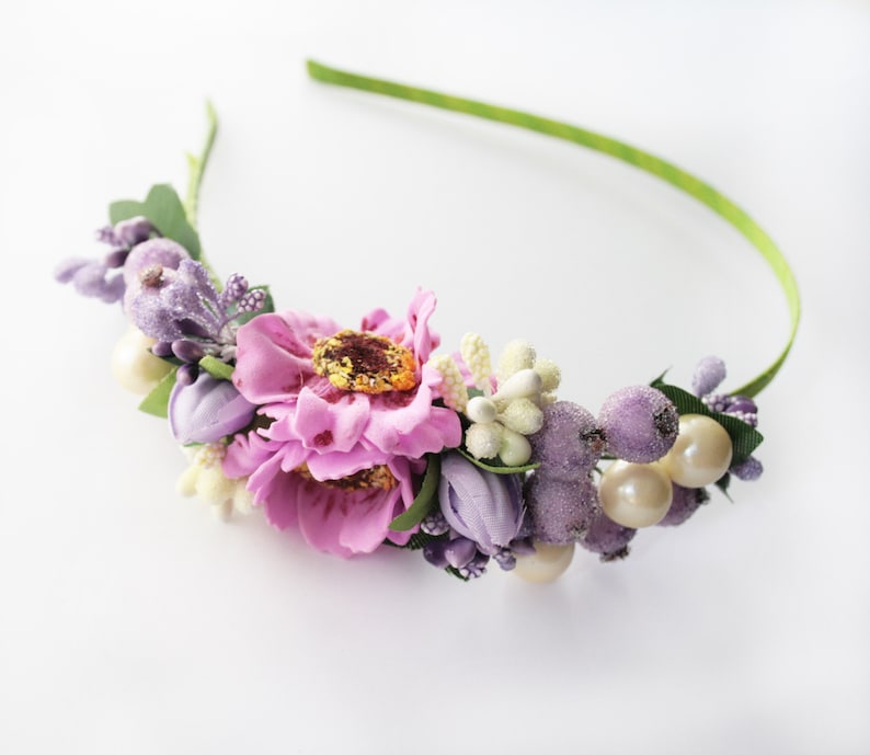 flower girl gifts Purple flower girl crown Rustic festival headpiece