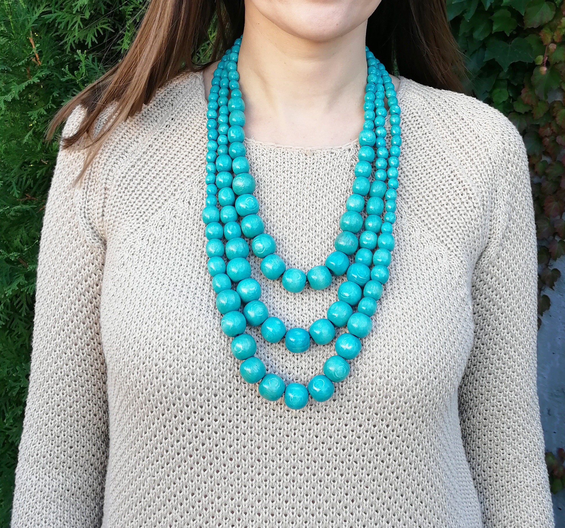 Teal statement necklace deals