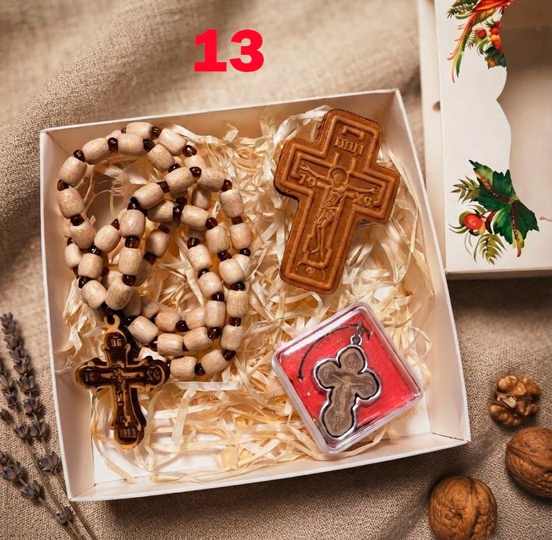 Orthodox Christian Gift Set, Car Rosary Beads and Wooden Icon, Religious Car Charm and Prayer Beads, Christian Home Protection Gift image 14