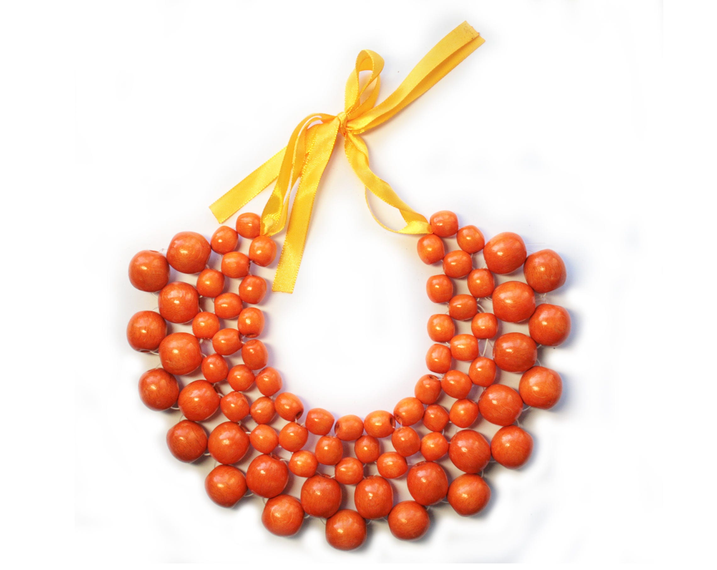 Orange necklace for women chunky wooden necklace autumn bib Etsy