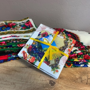 Ukrainian Folk Scarf in Gift Box – Slavic Traditional Ukrainian Platok Babushka Floral Scarf