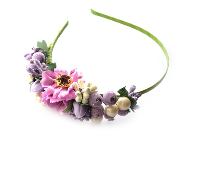 flower girl gifts Purple flower girl crown Rustic festival headpiece