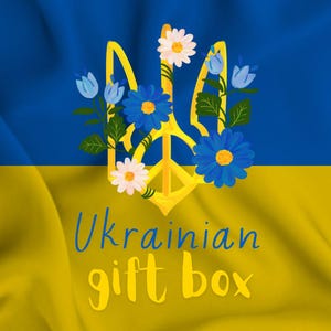 Ukrainische Geschenkbox für Männer und Frauen - Socken, Anhänger, Schlüsselanhänger, Aufkleber