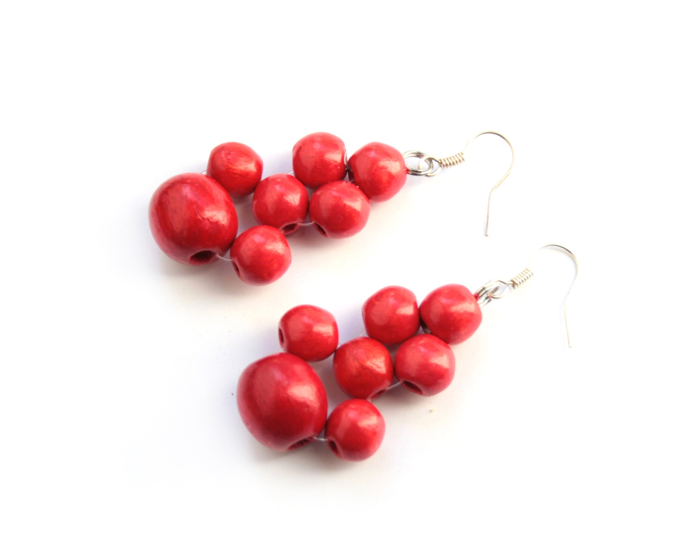 Wood bead earrings rustic earrings beadwork earrings Etsy