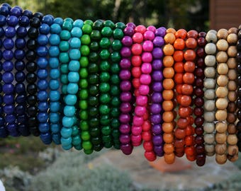 Short Chunky Wooden Bead Necklace for Women – Bold Statement  Wood Ball Necklace