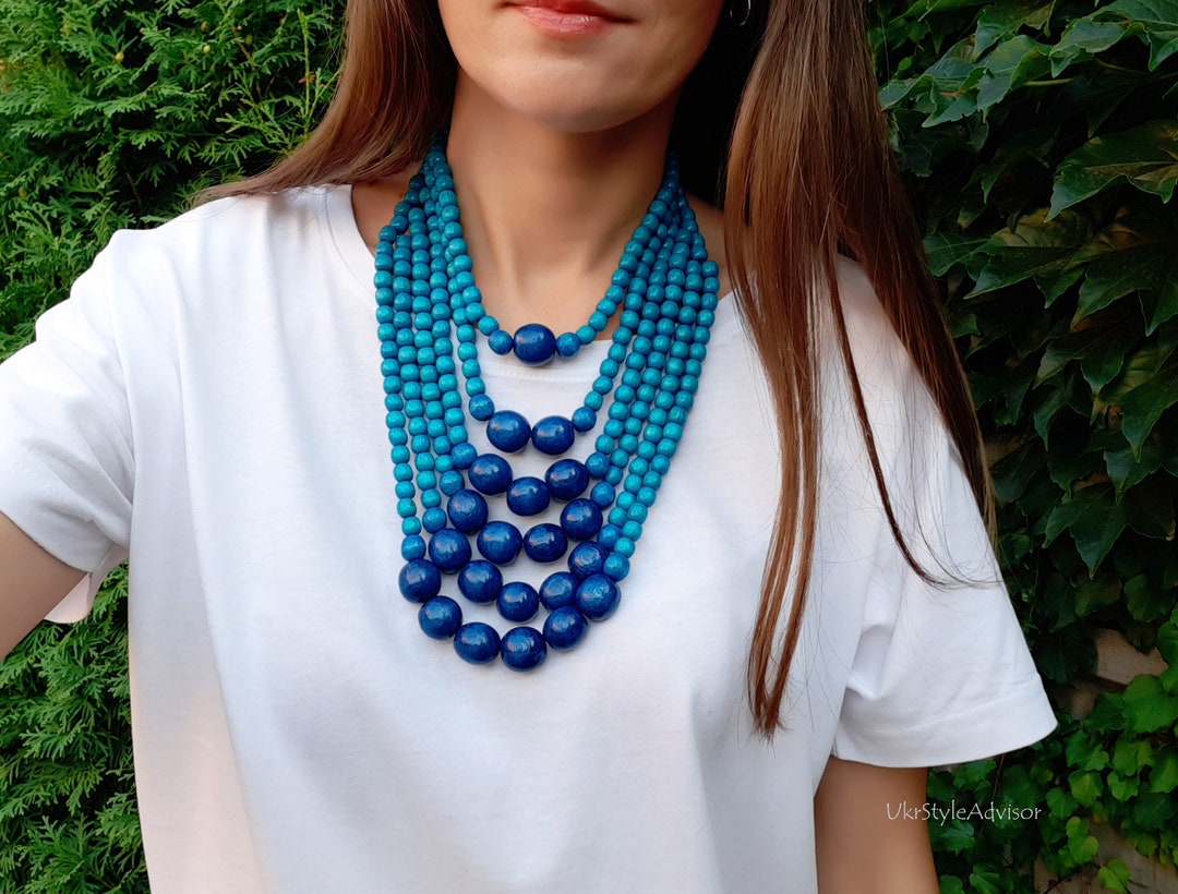 Collier Et Boucles D'oreilles Bohème En Perles Multicouches - Longueur 15,8 Pouces - Neuf Sans Emballage