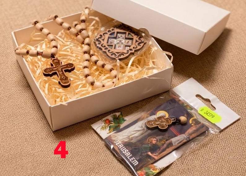 Orthodox Christian Gift Set, Car Rosary Beads and Wooden Icon, Religious Car Charm and Prayer Beads, Christian Home Protection Gift image 5