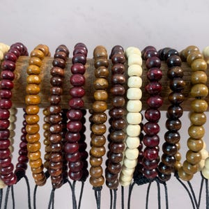 Adjustable Hippie Style Bracelet – Bohemian Wooden Bead Bracelet –  Unisex Boho Jewelry