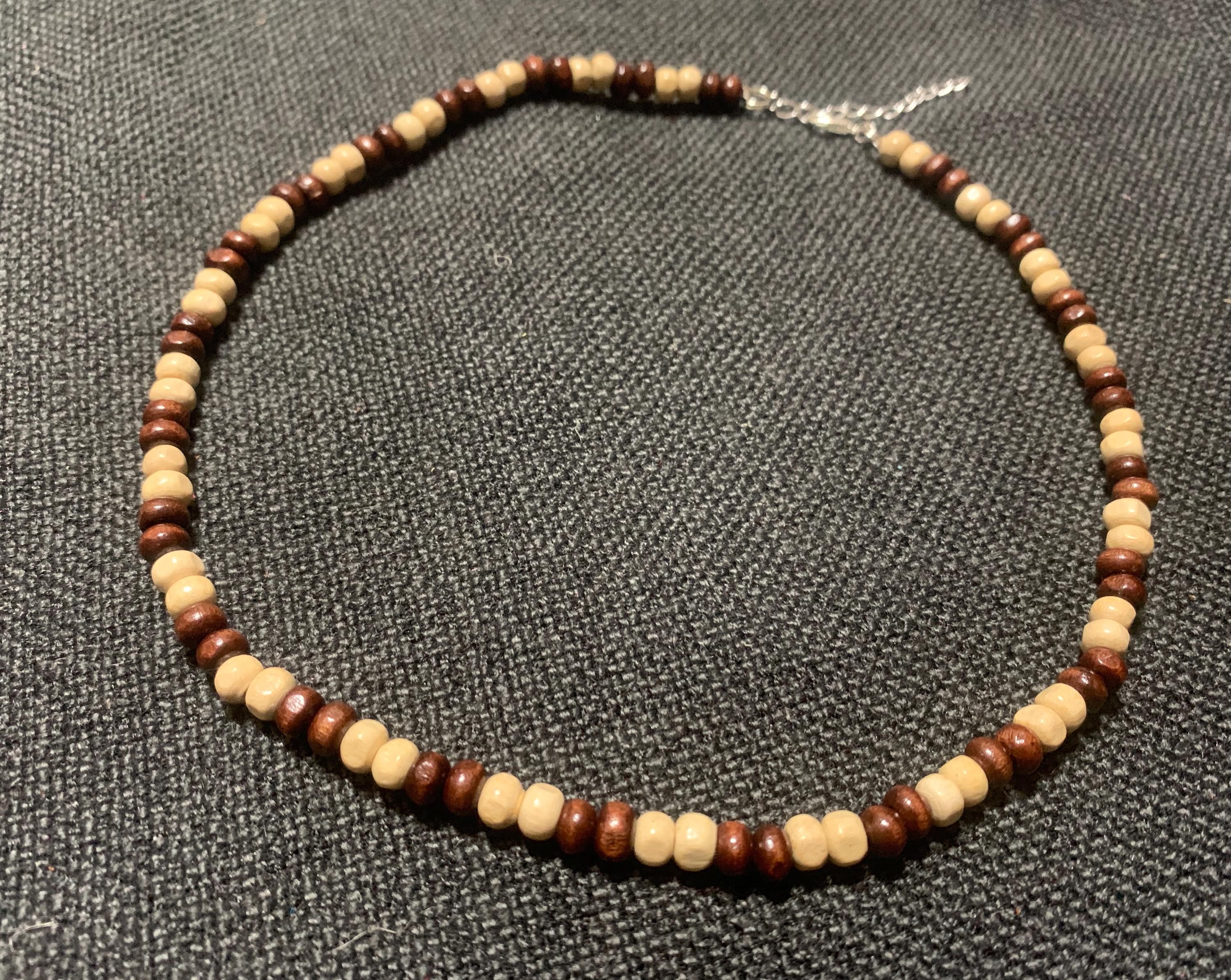 ボヘミアン風ウッドビーズネックレス - ハンドメイドユニセックス