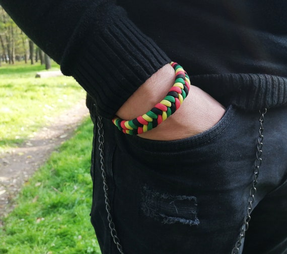 Bracelet paracorde reggae pour homme et femme, bracelet cordon