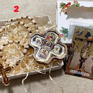 Orthodox Christian Gift Set, Car Rosary Beads and Wooden Icon, Religious Car Charm and Prayer Beads, Christian Home Protection Gift image 3