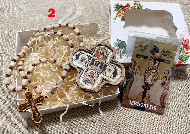 Orthodox Christian Gift Set, Car Rosary Beads and Wooden Icon, Religious Car Charm and Prayer Beads, Christian Home Protection Gift image 3