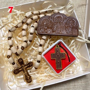 Orthodox Christian Gift Set, Car Rosary Beads and Wooden Icon, Religious Car Charm and Prayer Beads, Christian Home Protection Gift image 8