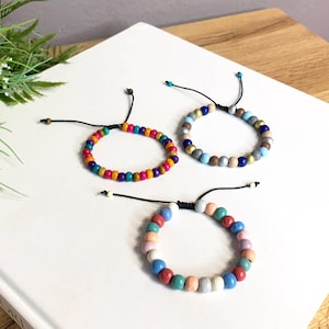 Wooden Bead Bracelet – Adjustable Hippie Style Bracelet – Unisex Boho Jewelry
