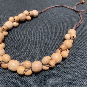 Natural wooden bead necklace for women, chunky ukrainian natural handmade jewelry, large bib wood bead necklace