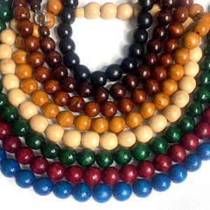 Chunky wood bead necklace for men or women, large brown black beige bohemian necklace, simple natural rustic handmade jewelry