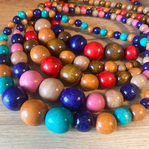 Wood bead necklace, Chunky beaded necklace for women