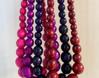 Chunky Wooden Bead Necklace, Simple Bold Statement wood jewelry for women, Ethnic-inspired necklace
