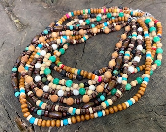 Chokers for men and women made of wooden and coconut beads and stones  – Summer Handmade Wooden Jewelry