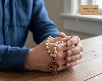 Orthodox Wooden Prayer Beads, Handmade Rosary for Men, Christian, Religious Gift for Him