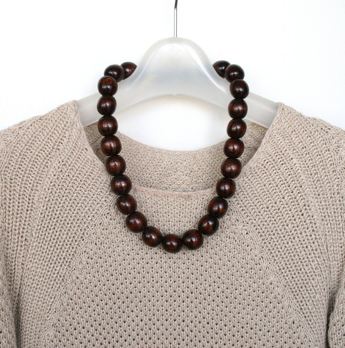 Brown necklace for women big beaded neklace wood bead Etsy