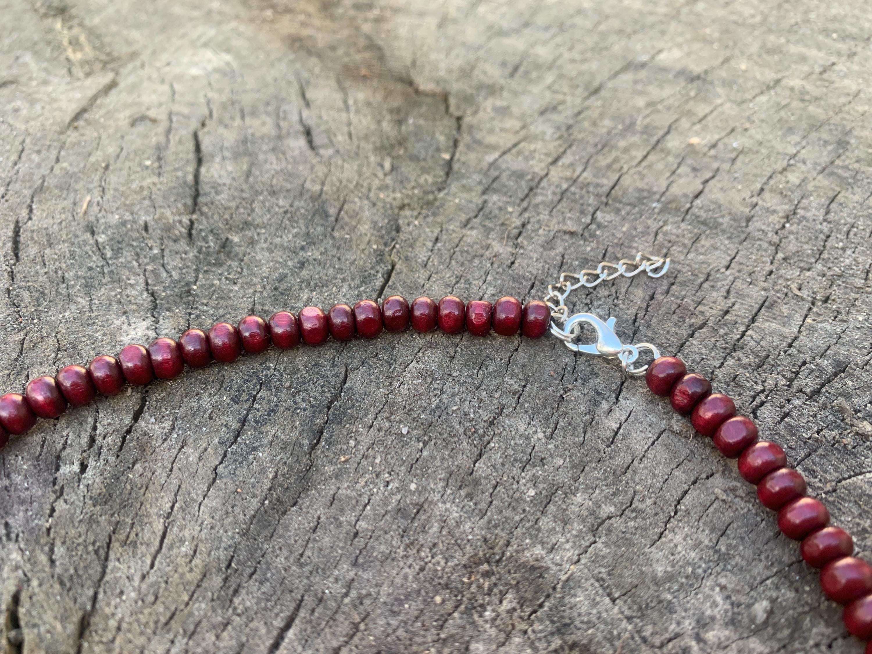 Girocollo Etnico Collana Surf In Legno E Perle Di Cocco - Stile Etnico Tribale, Unisex Girocollo Tribale Uomo Donna - Foto 12