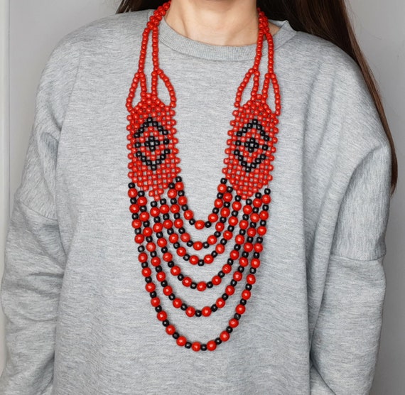 Long cheap red necklace
