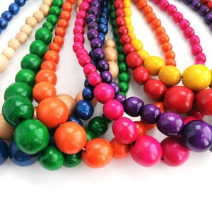 Large Bead Statement Wooden Necklace – Chunky Bohemian Non Metal Necklace