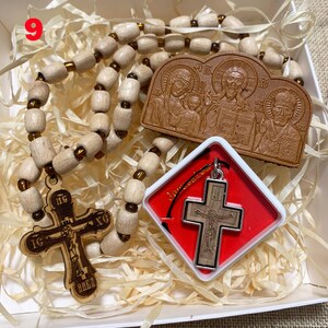 Orthodox Christian Gift Set, Car Rosary Beads and Wooden Icon, Religious Car Charm and Prayer Beads, Christian Home Protection Gift image 10