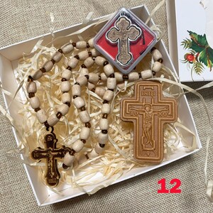 Orthodox Christian Gift Set, Car Rosary Beads and Wooden Icon, Religious Car Charm and Prayer Beads, Christian Home Protection Gift image 13