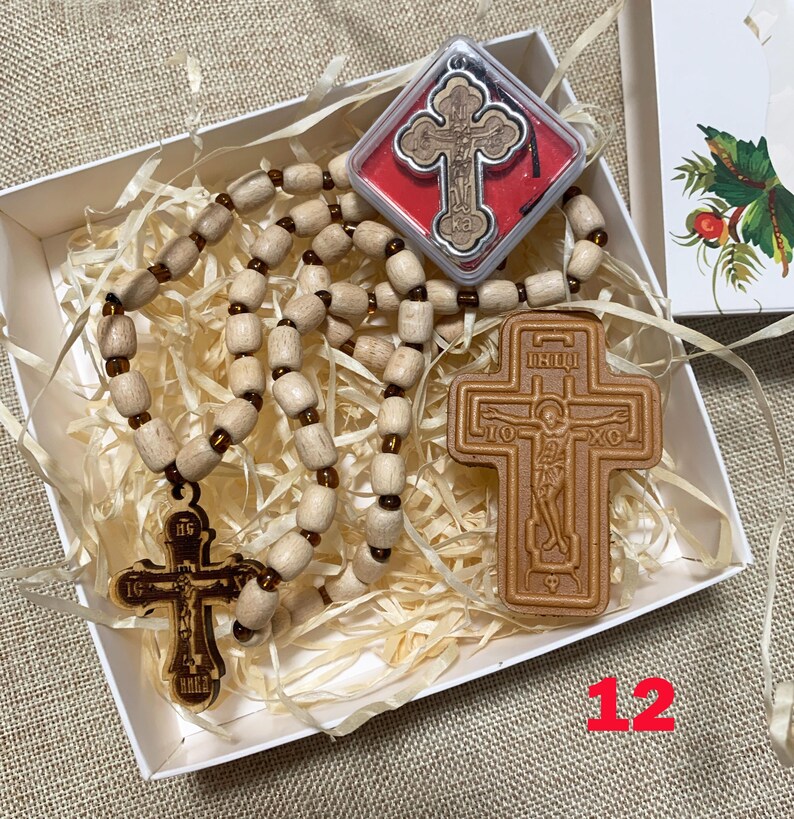 Orthodox Christian Gift Set, Car Rosary Beads and Wooden Icon, Religious Car Charm and Prayer Beads, Christian Home Protection Gift image 13